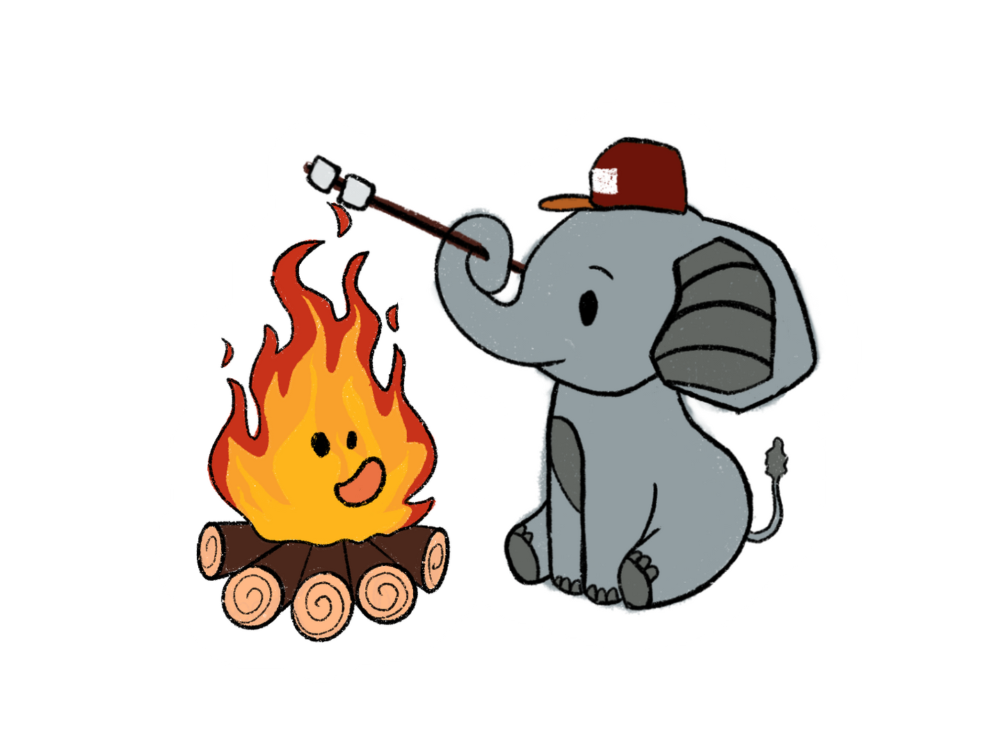 Elephant and Calcifer w/smores